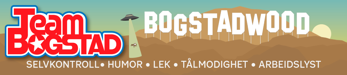 Banner med illustrasjon med BOGSTADWOOD-skilt