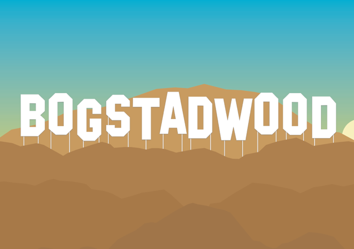 Tegning av åskam med "Bogstadwood" skrevet i store hvite bokstaver 