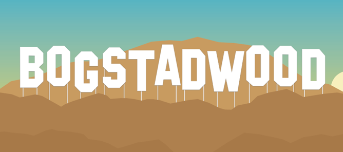 Tegning av åskam med Tegning av åskam med "Bogstadwood" skrevet i store hvite bokstaver